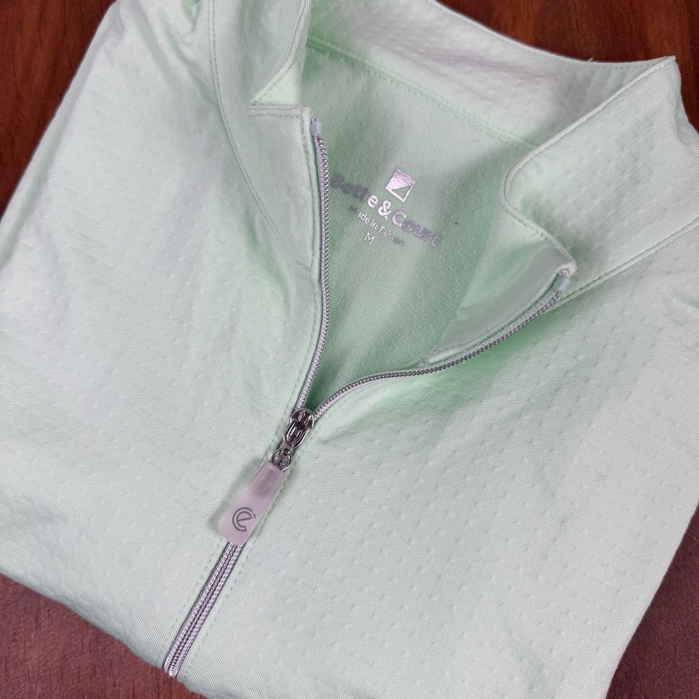 Bette & Court Women's M Mint Green  Quarter Zip Pullover Golf Tennis Athleisure